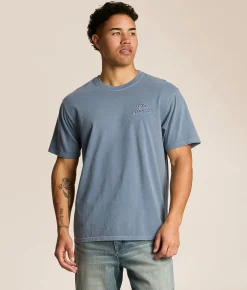 Tops|Graphic T-Shirts | Tail Chasers Club Car Dog T-Shirt Blue Jean Pigment Dye
