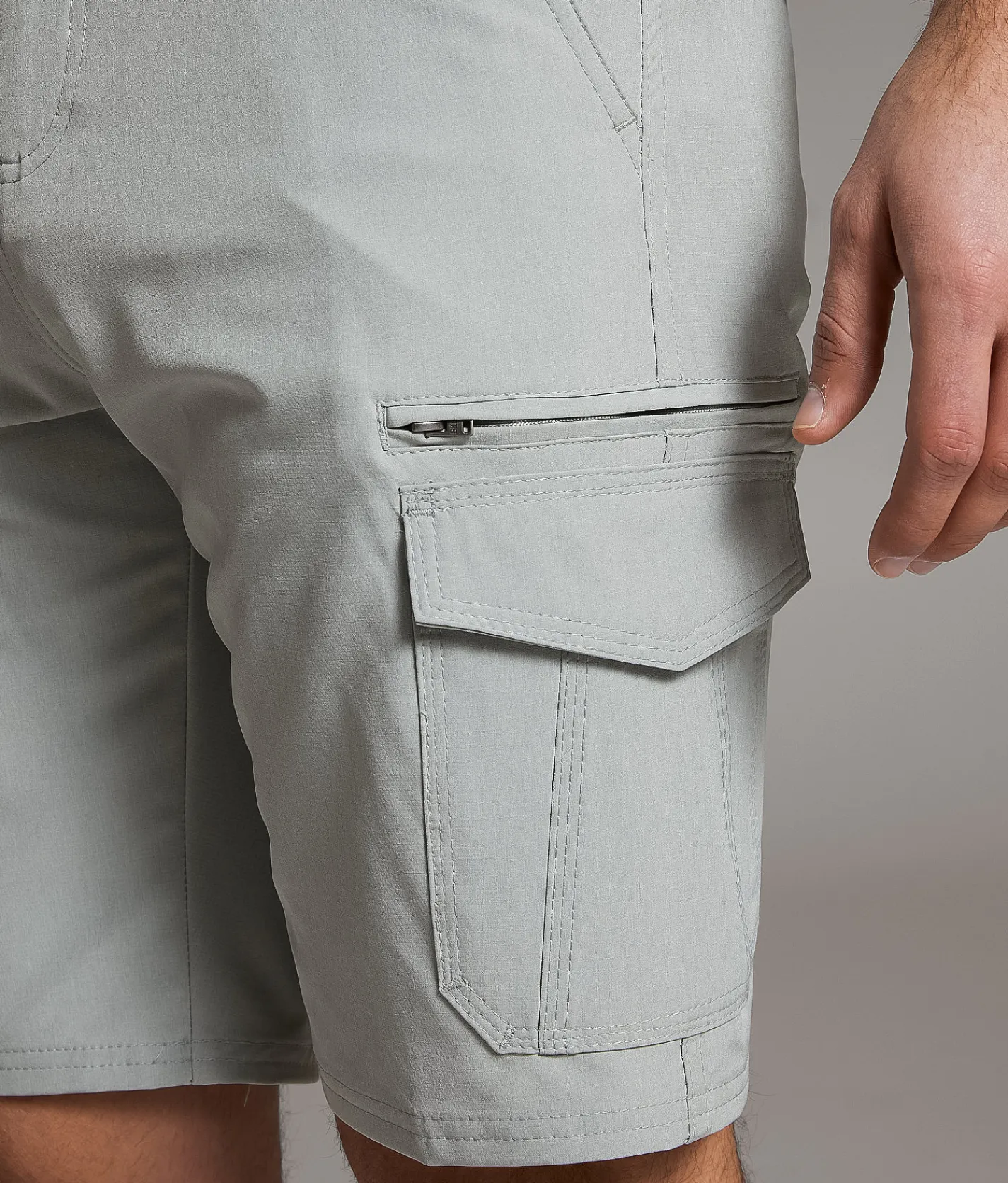 BKE Cargo Hybrid Stretch Walkshort Ghost Grey Hot