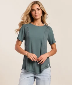 White Crow Carley Mini Thermal T-Shirt Silver Pine New