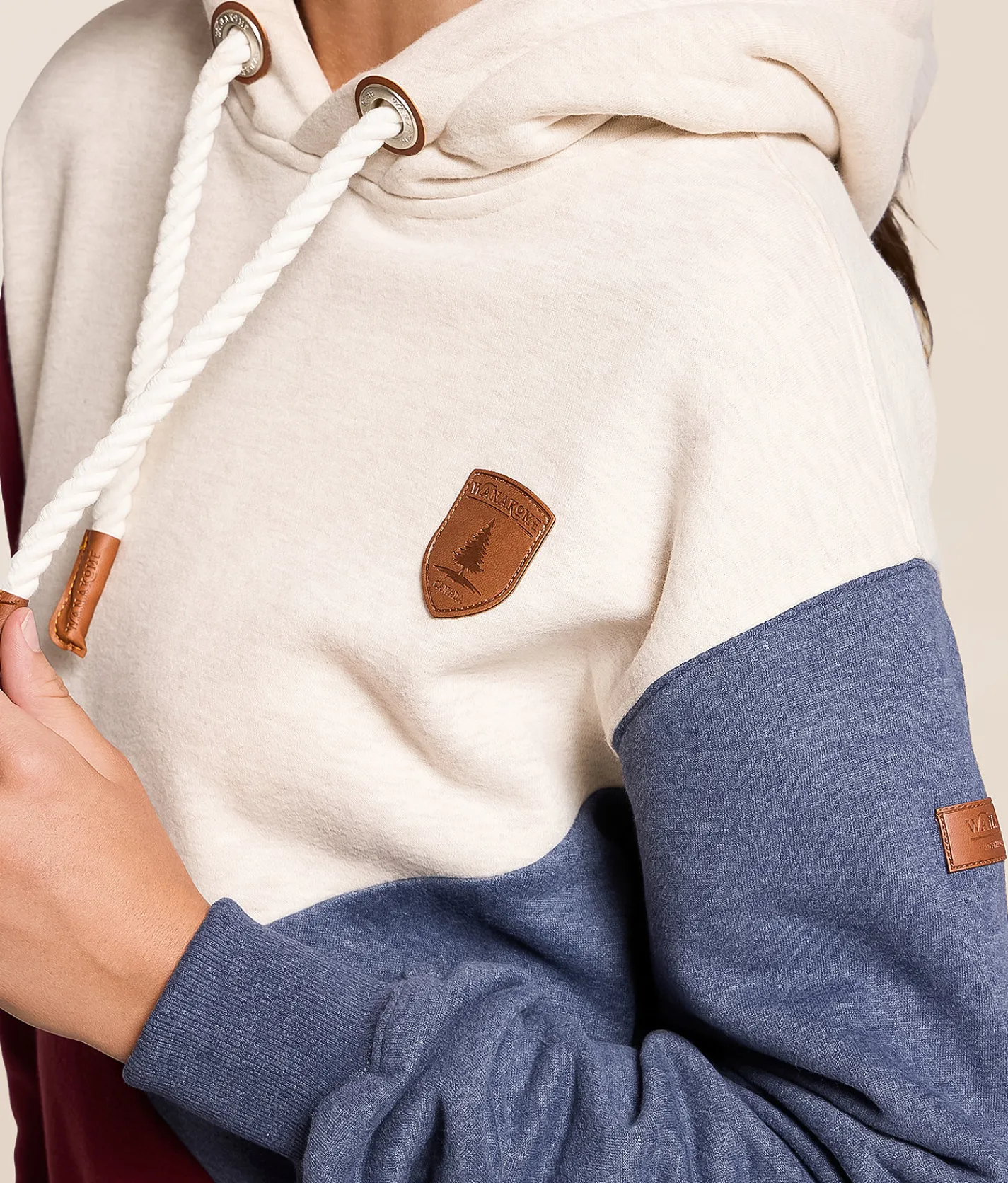Tops | Wanakome Carria Color Block Hooded Sweatshirt Grape Navy Mix