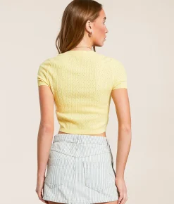 Free People Cassie Cropped Cardigan Sweater Sunshine Clearance