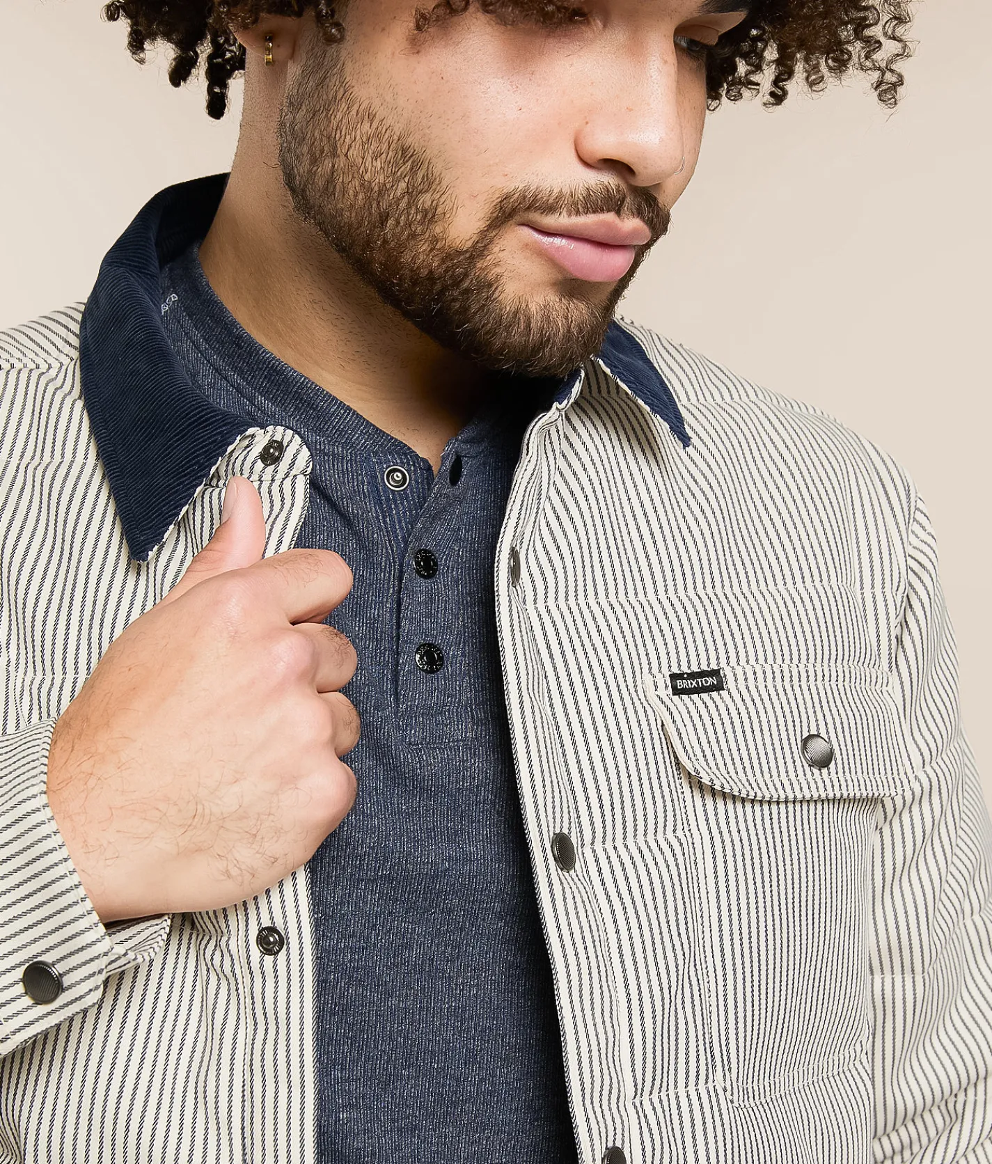 Brixton Cass Puffer Jacket Whitecap MoodIndigoHickor Outlet