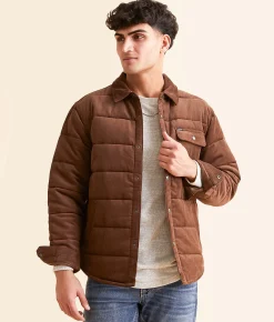 Brixton Cass Puffer Jacket Pinecone Brown Cord Outlet