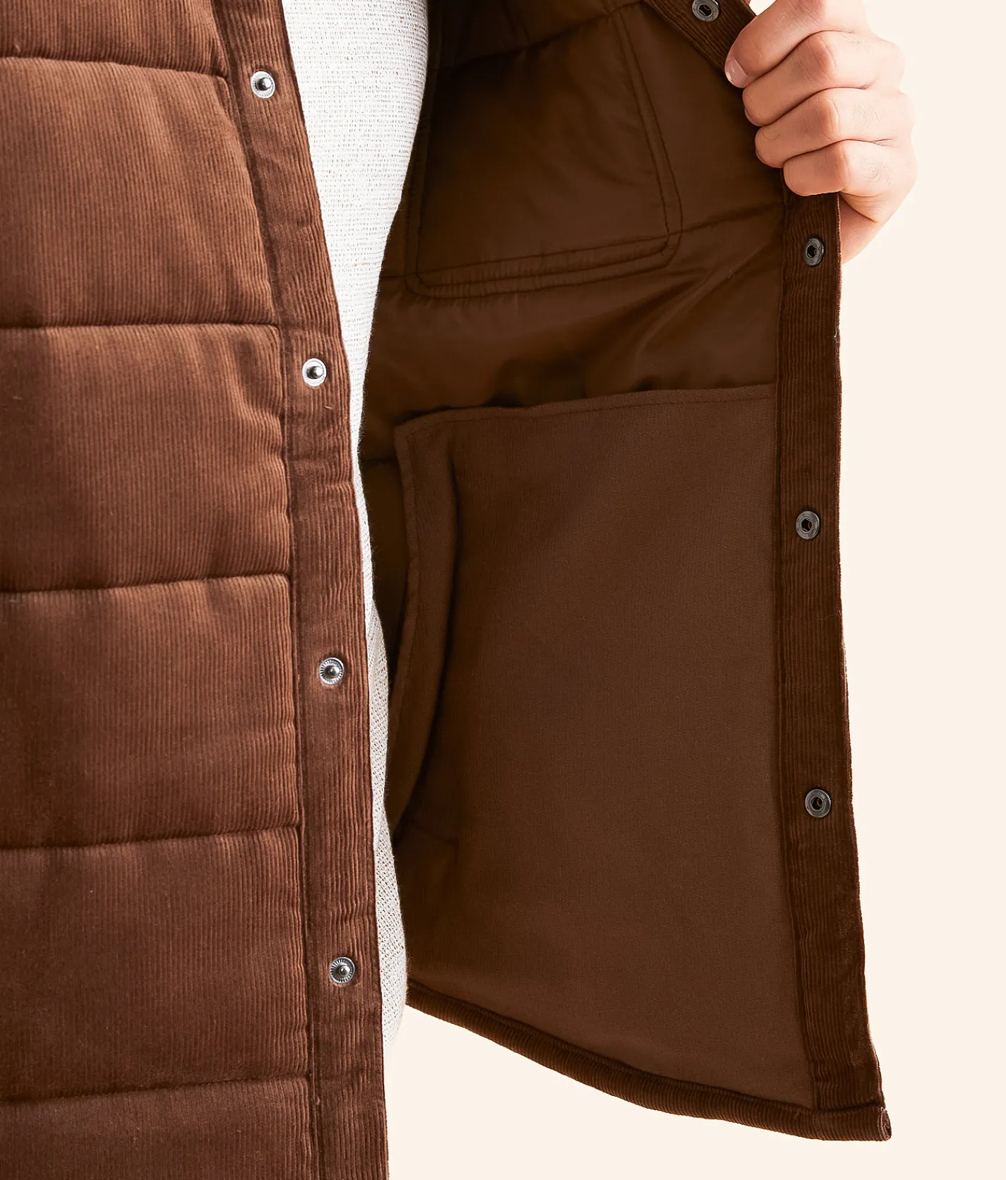 Brixton Cass Puffer Jacket Pinecone Brown Cord Outlet