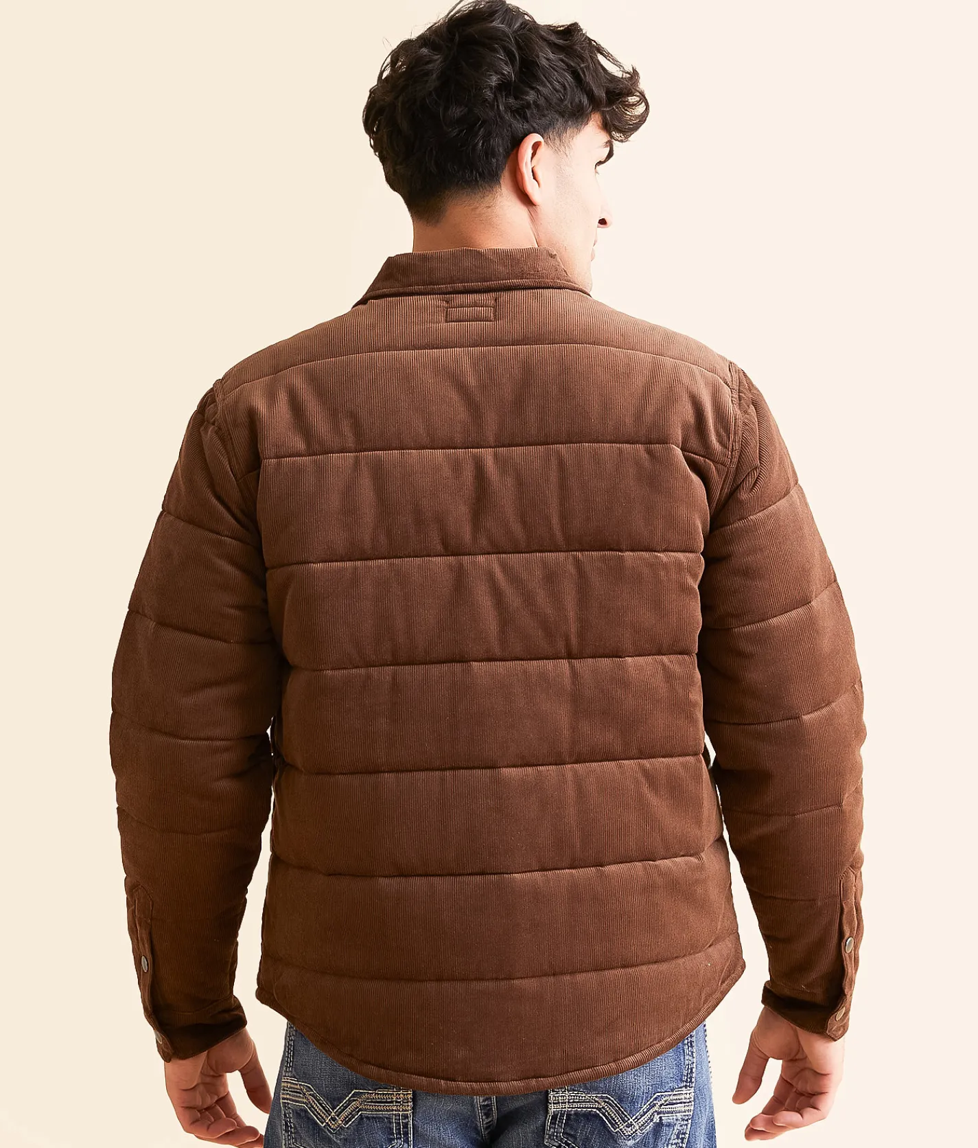Brixton Cass Puffer Jacket Pinecone Brown Cord Outlet