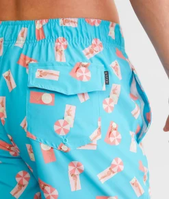 Maven Co-op Catching Rays Stretch Swim Trunks Teal Pink Online