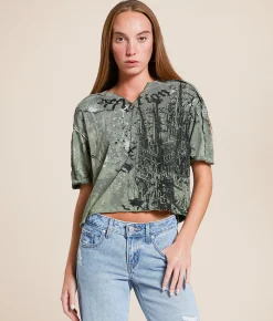 Affliction Cathedral T-Shirt Oil Green Reactive Discount