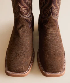 Ariat Cattle Call Leather Cowboy Boot Tan Hippo Hickory Smoke Online