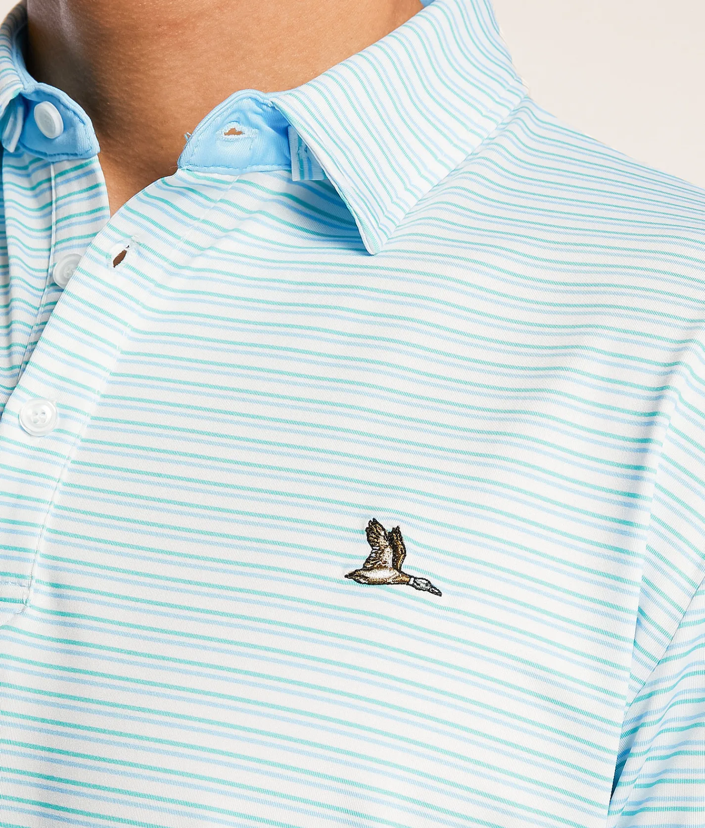 Roost Waterfowl Cayuga Performance Polo Blue Green Clearance