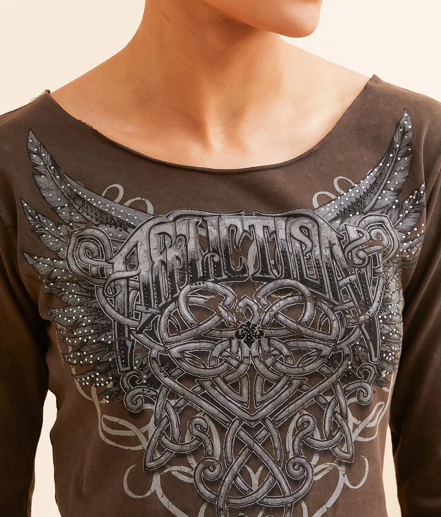 Affliction Celtic Heart T-Shirt Chocolate Lava Wash Sale