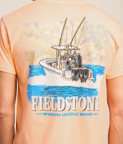 Tops|Graphic T-Shirts | Fieldstone Center Console T-Shirt Neon Cantaloupe