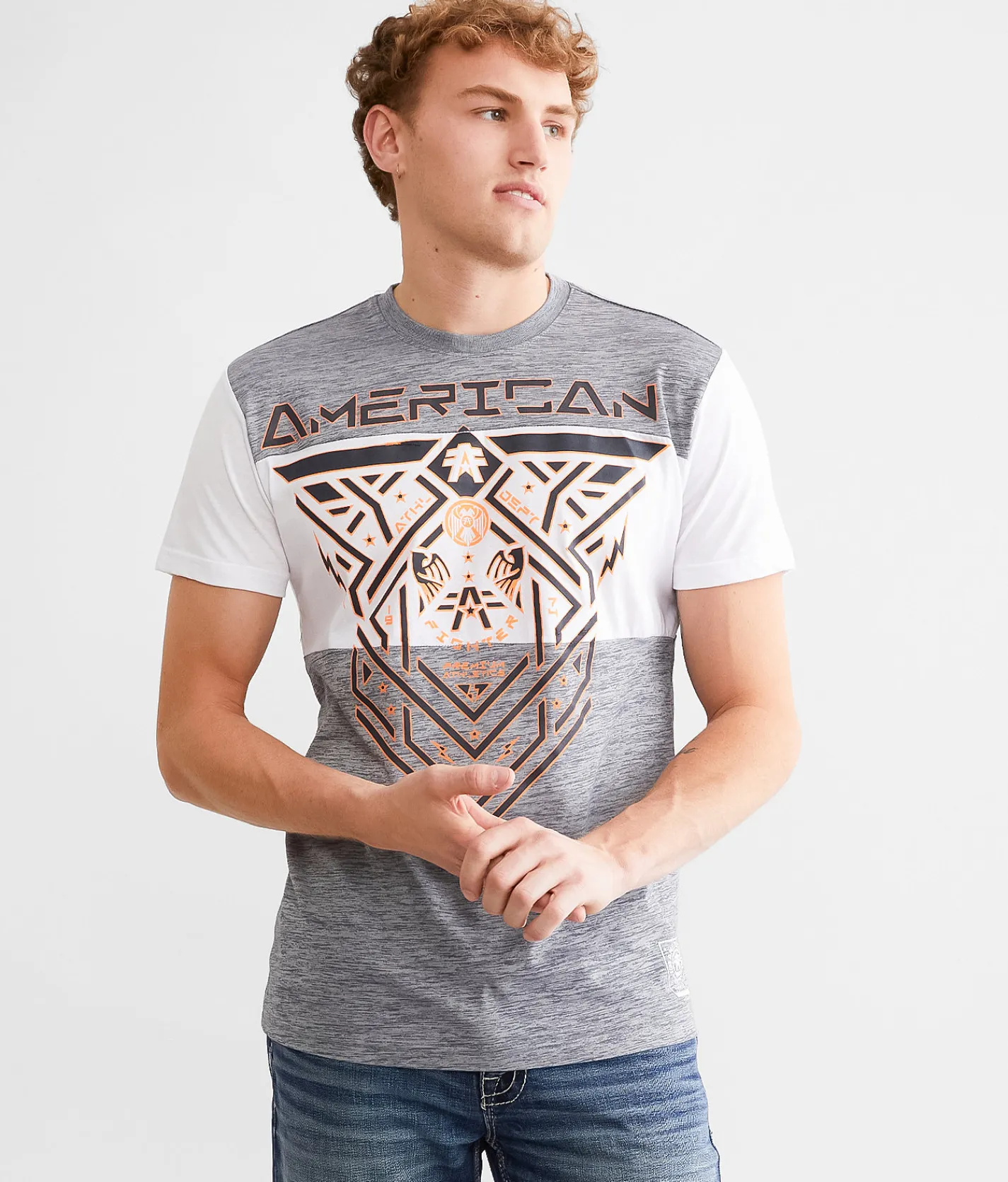 American Fighter Centralia Panel T-Shirt Heather Grey White Discount