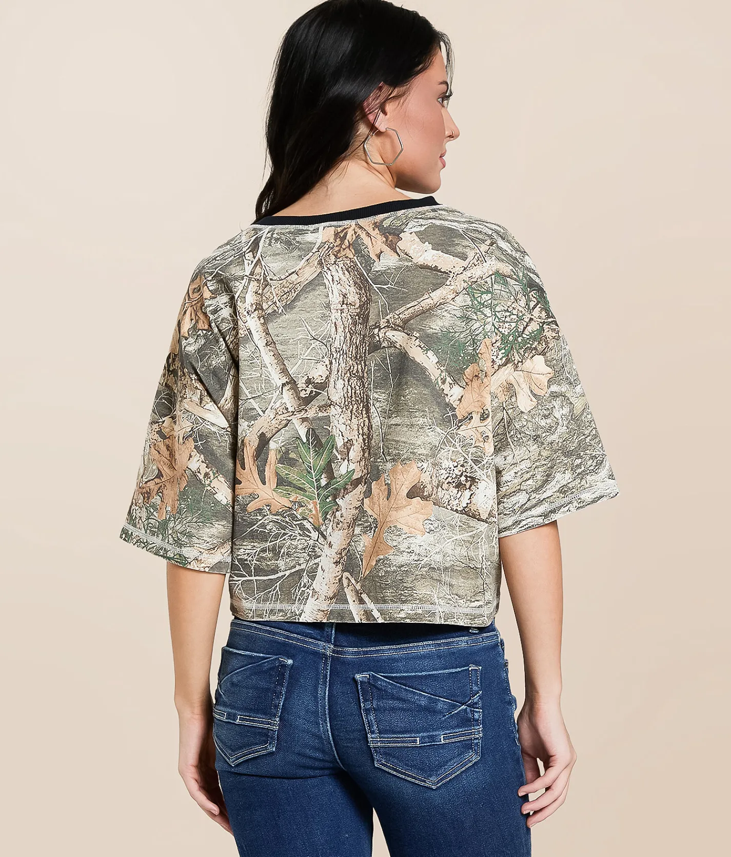 Tops | Gilded Intent Chain Camo Cropped T-Shirt Camo Print