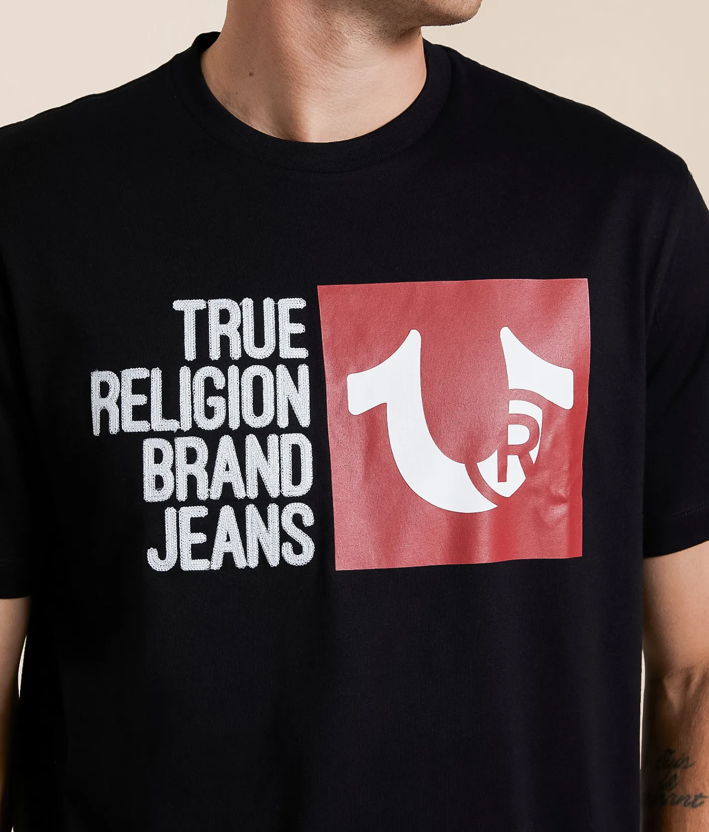 Graphic T-Shirts | True Religion Chain Embroidered T-Shirt Black