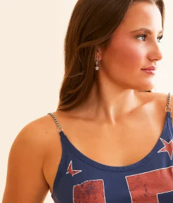 Tops | DH Apparel 17 Chain Strap Cropped Tank Top Patriot Blue