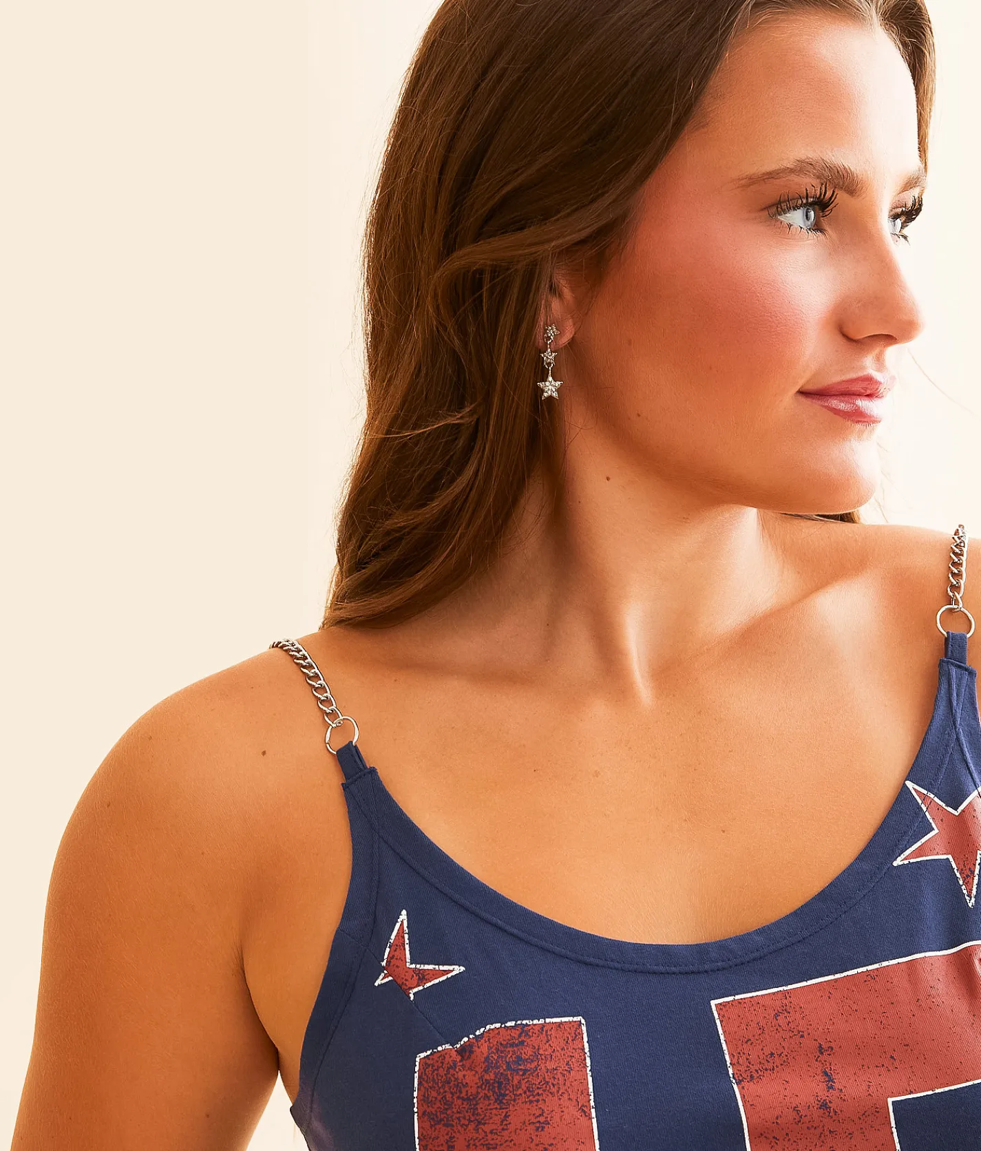 Tops | DH Apparel 17 Chain Strap Cropped Tank Top Patriot Blue