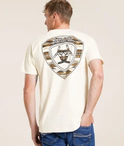 Ariat Chalk Blanket Shield T-Shirt Antique White New