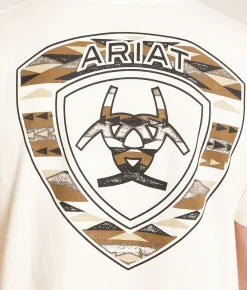 Ariat Chalk Blanket Shield T-Shirt Antique White New