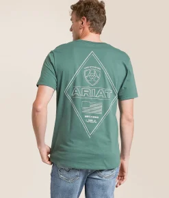 Ariat Chalk Diamond Patriot T-Shirt Silver Pine Online