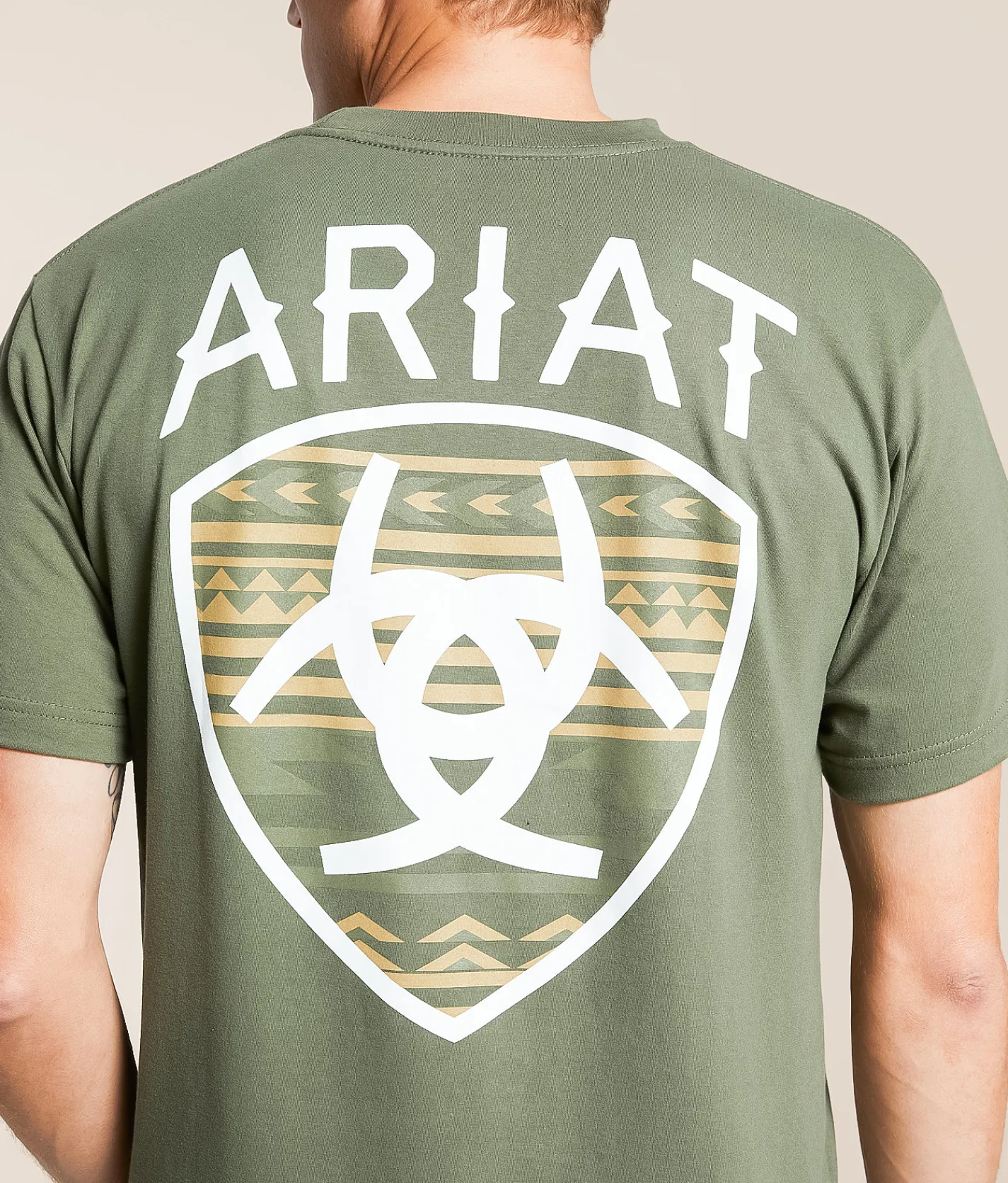 Tops|Graphic T-Shirts | Ariat Charging Bison Shield T-Shirt Surplus Green