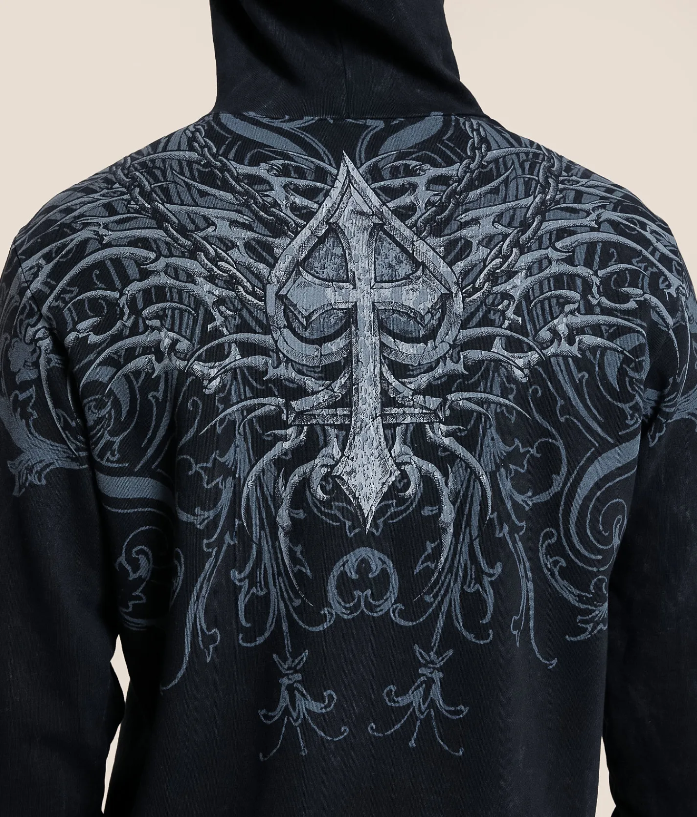 Tops | Affliction Charred Martyr Hooded Sweatshirt Black Lava Wash