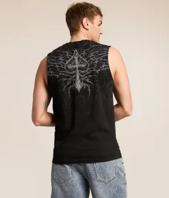 Affliction Charred Martyr Mucle Tank Top Black Lava Wash Discount