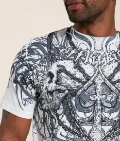 Tops|Graphic T-Shirts | Affliction Charred Martyr T-Shirt Vintage White