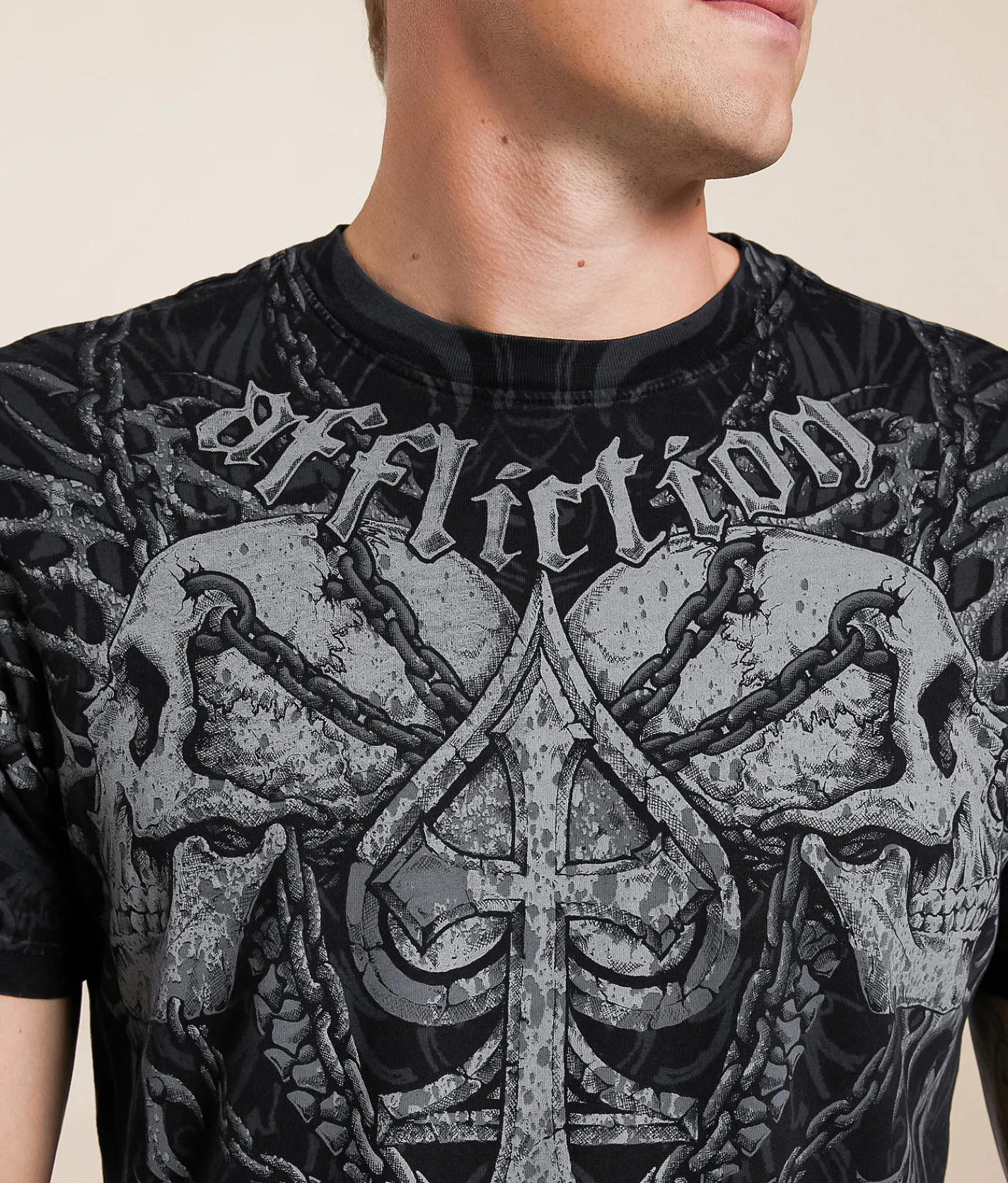 Tops|Graphic T-Shirts | Affliction Charred Martyr T-Shirt Black Lava Wash