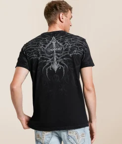 Tops|Graphic T-Shirts | Affliction Charred Martyr T-Shirt Black Lava Wash