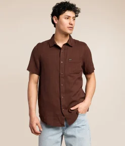 Brixton Charter Slub Shirt Chocolate Online