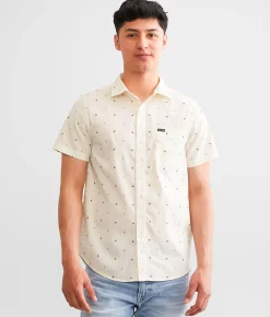 Tops | Brixton Charter Stretch Shirt Off White Micro Floral