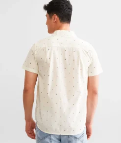 Tops | Brixton Charter Stretch Shirt Off White Micro Floral