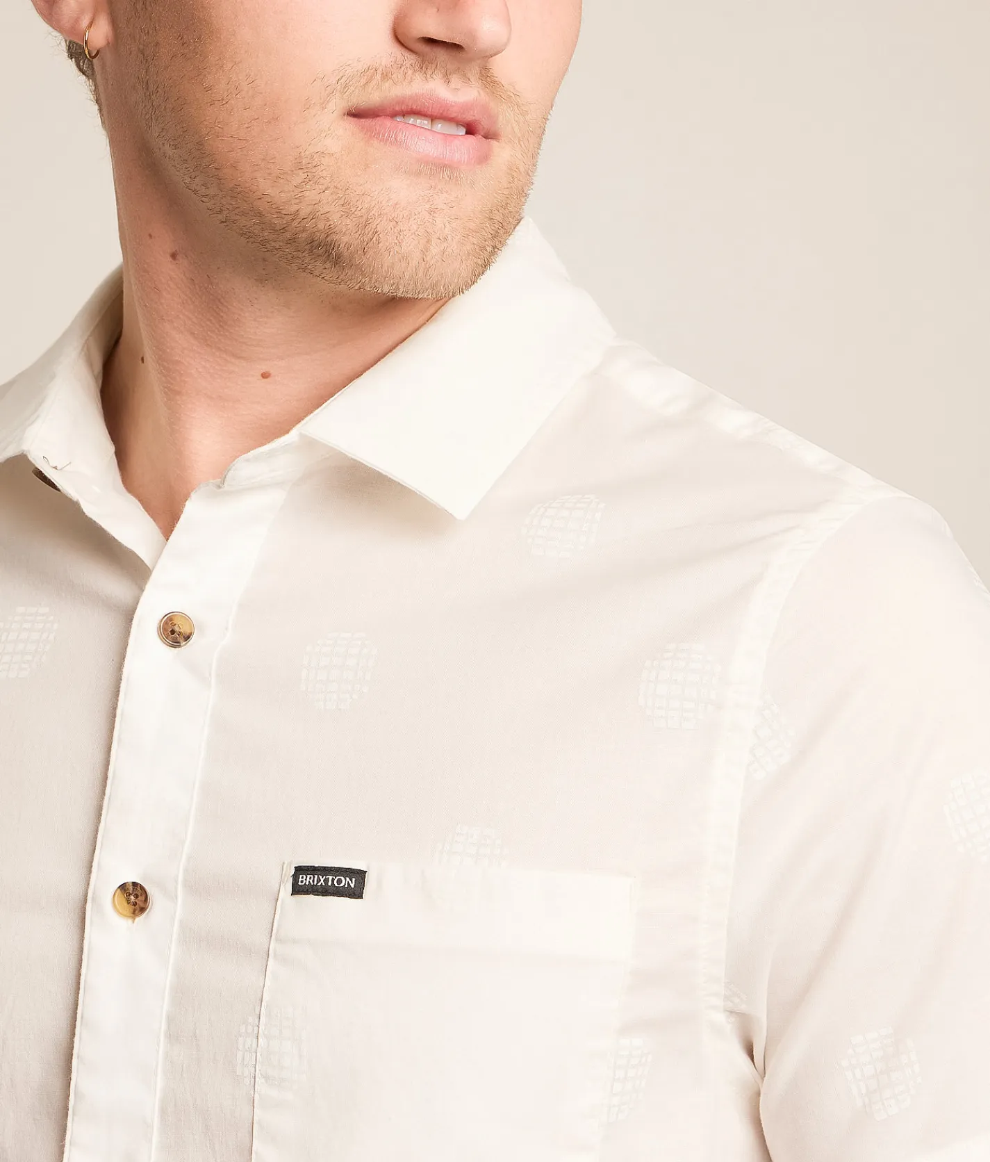 Tops | Brixton Charter Stretch Shirt Off White Geo