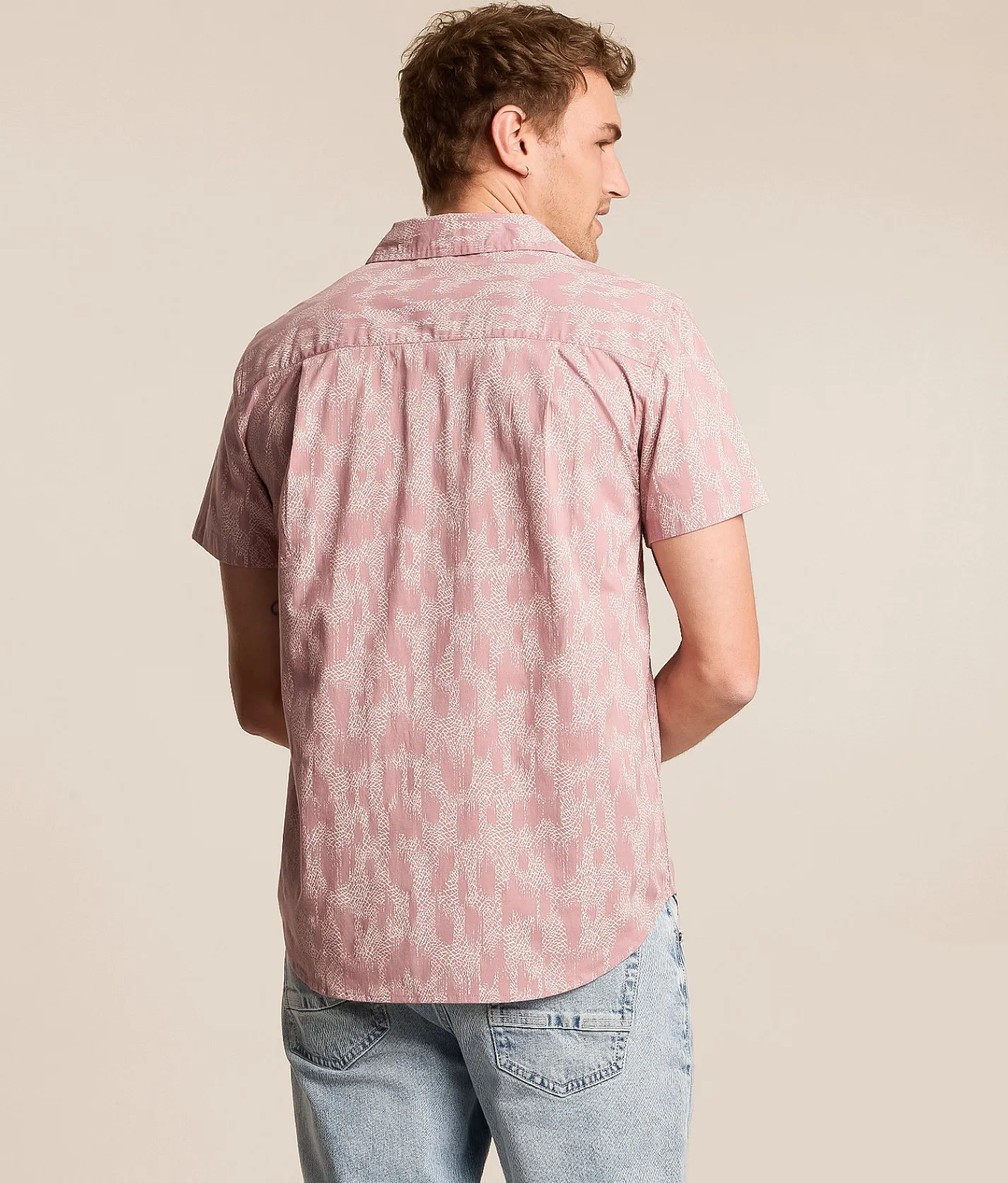 Tops | Brixton Charter Stretch Shirt Dark Pink Silver Crackle