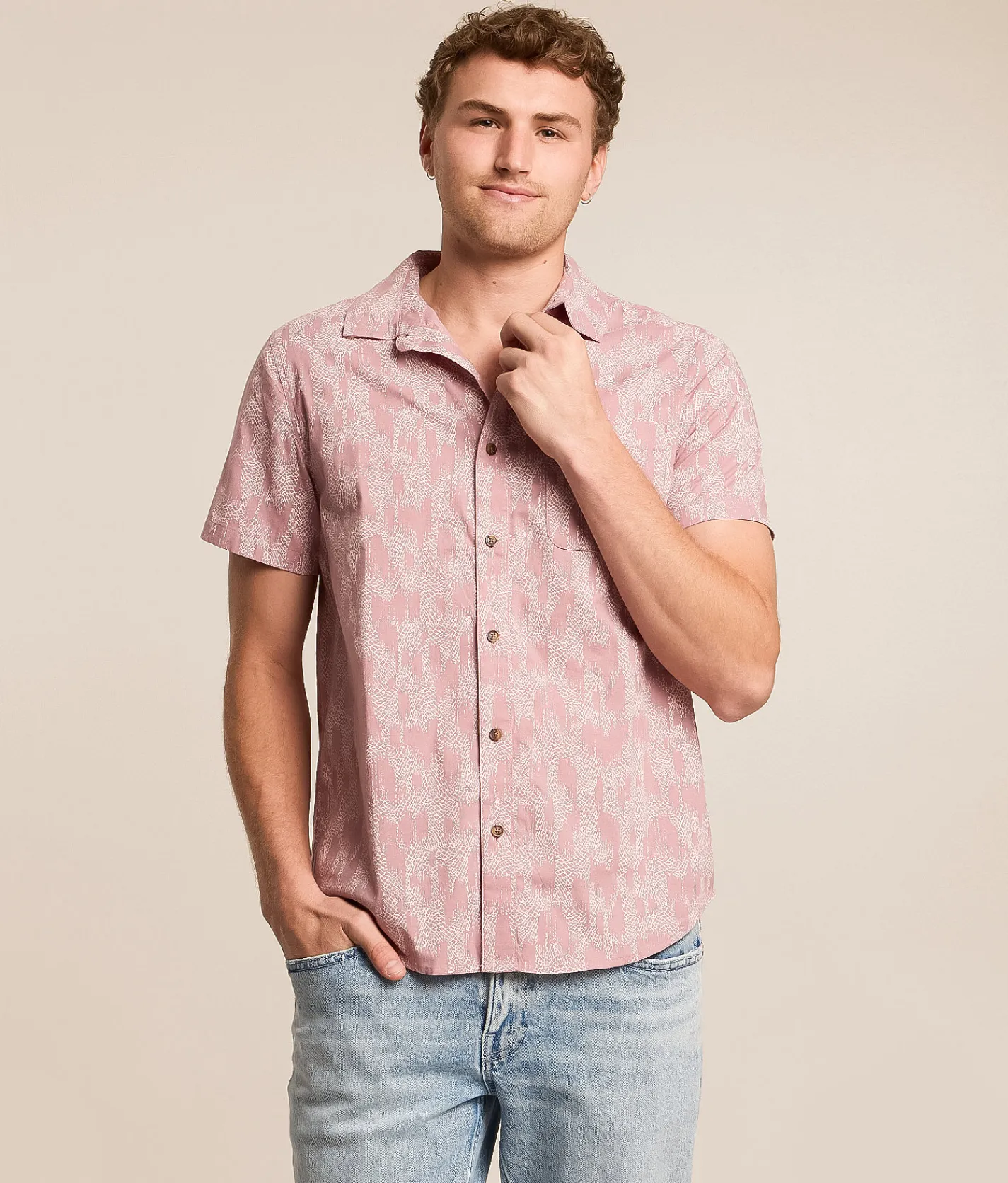 Tops | Brixton Charter Stretch Shirt Dark Pink Silver Crackle