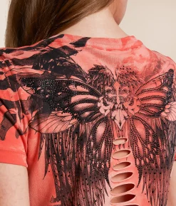 Affliction Chasing Butterflies T-Shirt Optic Mango Pigment Dye Online