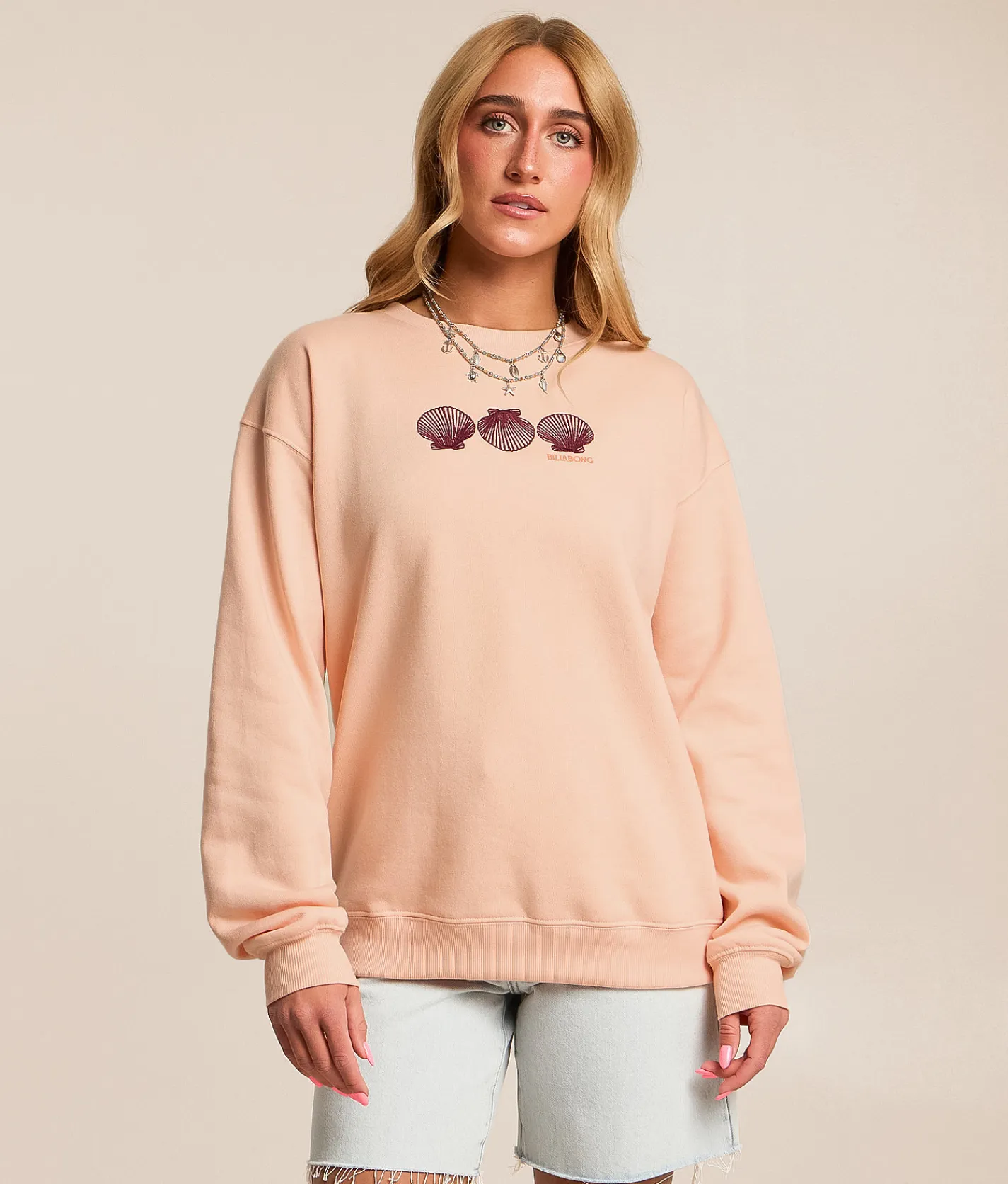 Billabong Chasing Horizons Oversized Pullover Light Peach Outlet