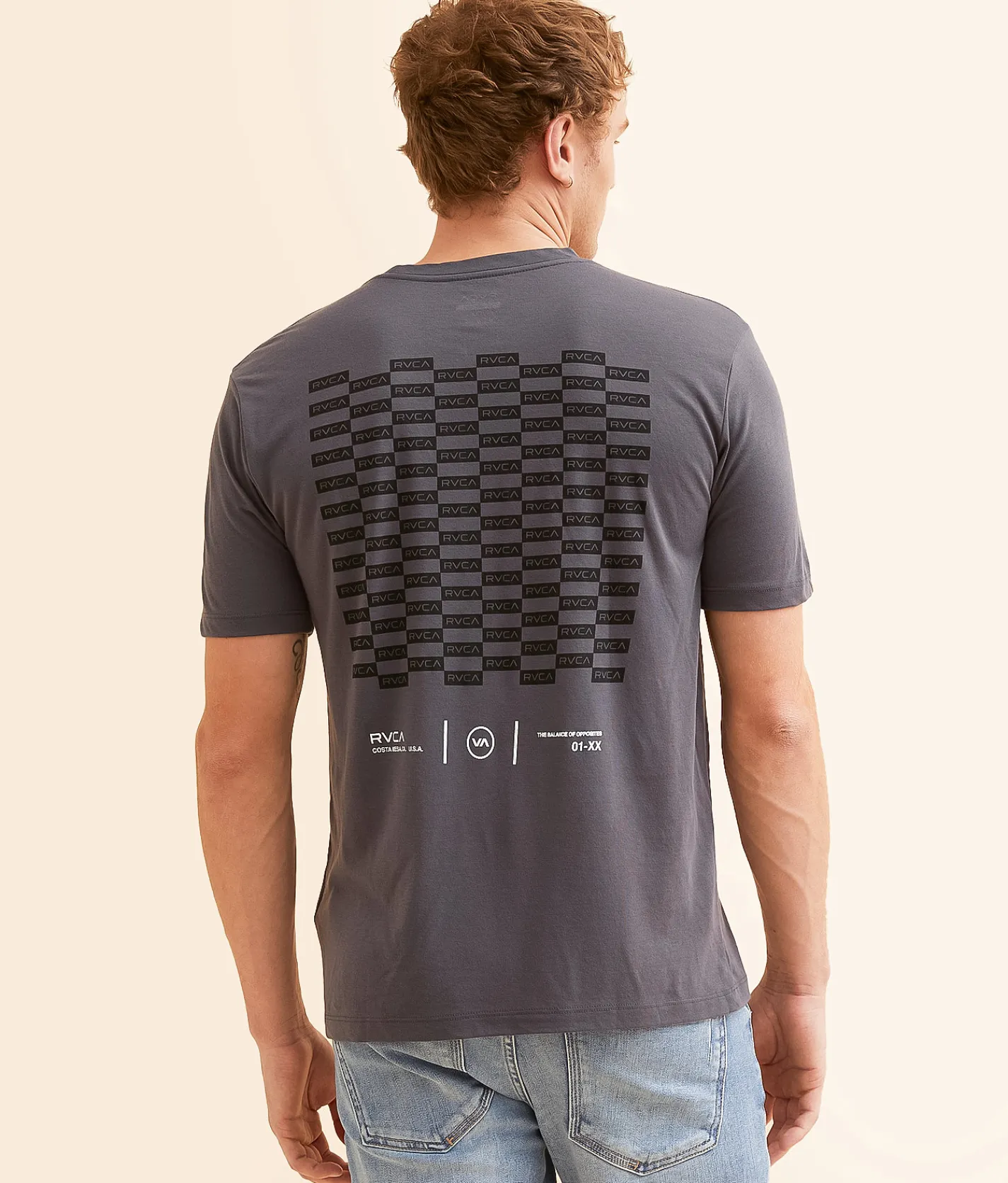 RVCA Check Box Sport T-Shirt Slate Discount