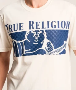 True Religion Checkered Buddah T-Shirt Winter White Hot