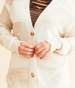 BKE Checkered Cardigan Sweater Olive Sale