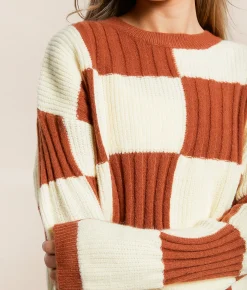 Tops | Illa Illa Checkered Sweater Sage