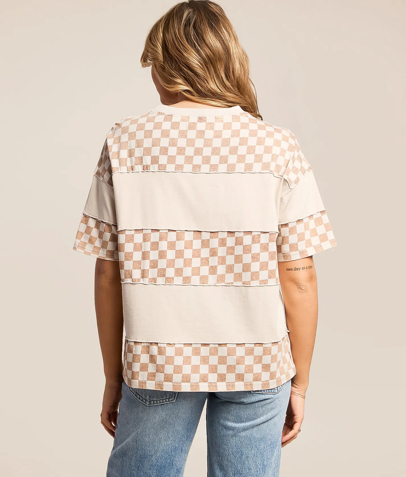 Gilded Intent Checker Oversized Top Checker Print Sale