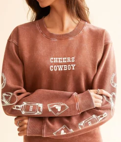 Desert Dreamer Cheers Cowboy Oversized Pullover Sequoia Online