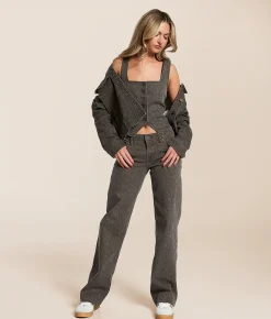 Tops|Coats & Jackets | HIDDEN Cheetah Denim Stretch Vest Dark Cheetah