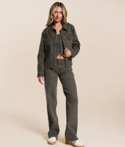 Tops|Coats & Jackets | HIDDEN Cheetah Denim Stretch Vest Dark Cheetah