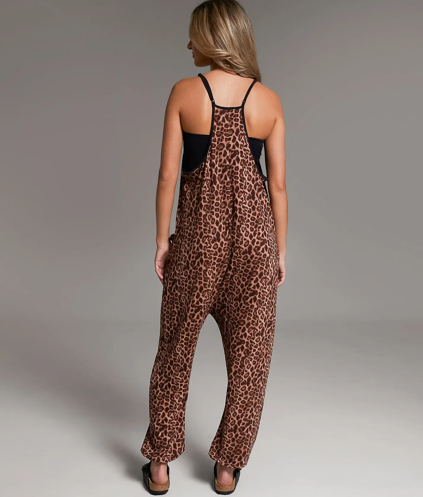 BKE Ribbed Jumpsuit Cheetah Clearance
