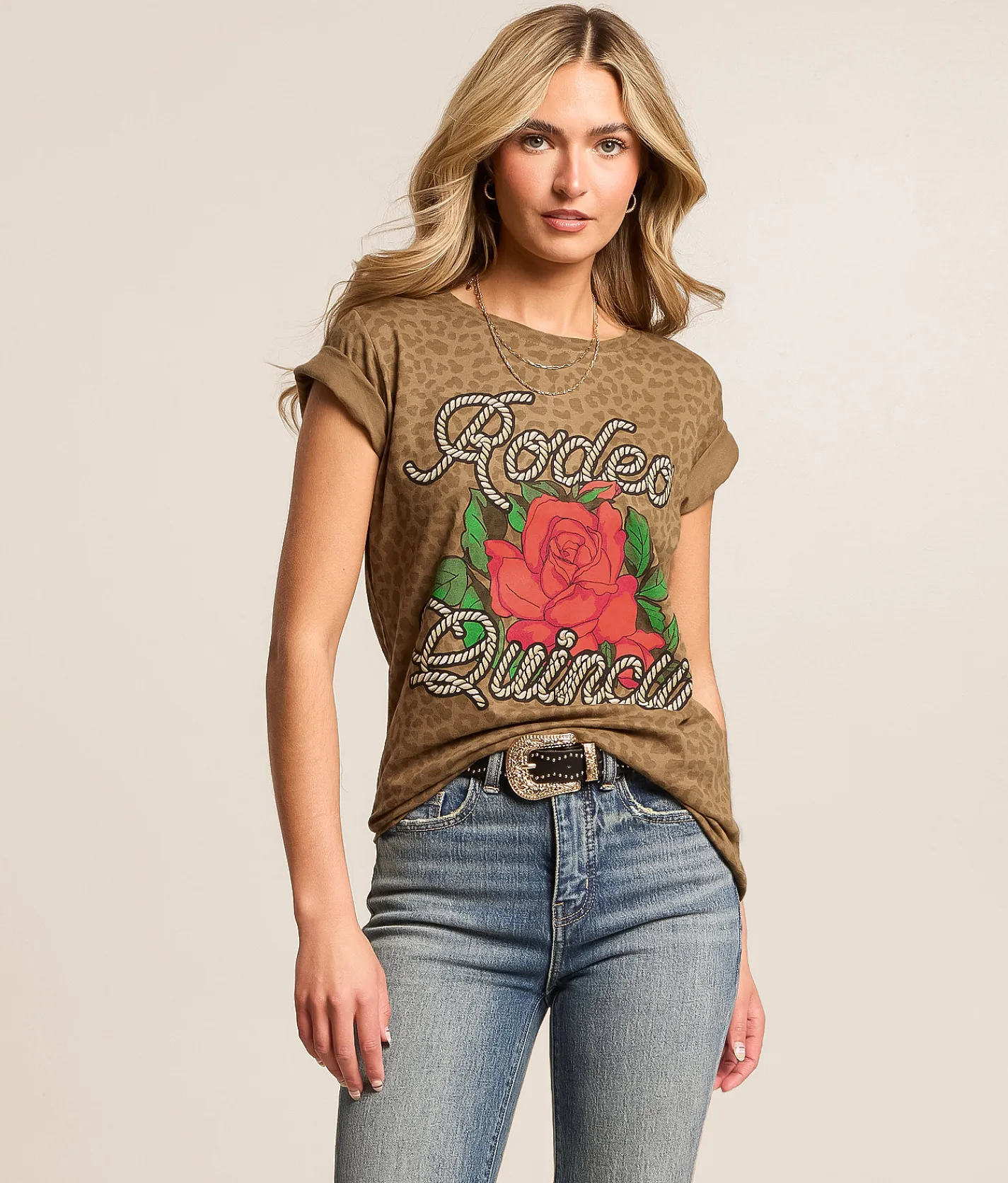 Tops | Rodeo Quincy Rope T-Shirt Cheetah