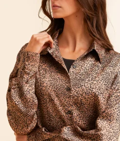 Daytrip Satin Blouse Cheetah Online