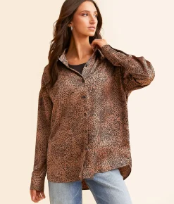 Daytrip Satin Blouse Cheetah Online