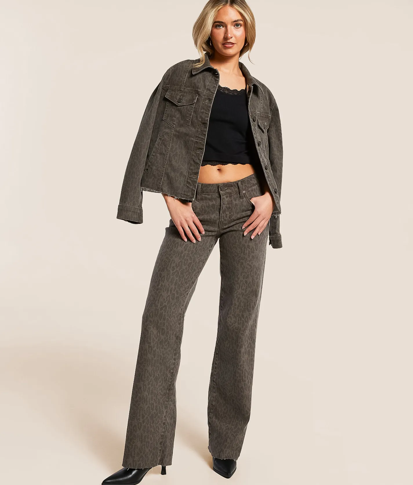 HIDDEN Cheetah Stretch Denim Jacket Dark Cheetah Sale